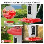 Hummingbird Feeder with Camera Outdoor, SV3C Hanging Bird Feeder with Ant Moat & Bee-Proof, HD 2K Solar Powered, AI Bird Identify, Instant App Alerts, Auto Capture, Hummingbird Lover Gifts, 21oz, Red