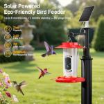 Hummingbird Feeder with Camera Outdoor, SV3C Hanging Bird Feeder with Ant Moat & Bee-Proof, HD 2K Solar Powered, AI Bird Identify, Instant App Alerts, Auto Capture, Hummingbird Lover Gifts, 21oz, Red