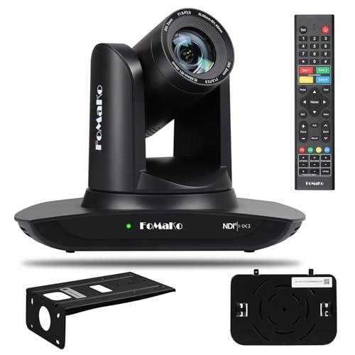 FoMaKo NDI PTZ Camera, AI Auto-Tracking Gen 3, 20x Optical Zoom LAN USB3.0 HDMI PTZ Camera for Church Services Worship Education (NDI 6 & NDI HX3) FMK20UH NDI-B (Black Color)