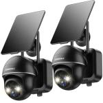 ZUMIMALL Security Cameras Wireless Outdoor - 2 Packs, 360°View Outdoor Camera Wireless Solar Powered,2.4G WiFi, Spotlight/Siren//3MP Color Night Vision/AI Detection/IP66/Cloud/Alert, Work with Alexa