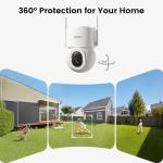 AOSU Solar Security Cameras Wireless Outdoor - 3K 5MP Home Security Camera, 360° Panoramic View, 400-Lumen Floodlight Camera, Color Night Vision, WiFi Cameras, Auto Tracking, AI Human Detection,2 Pack