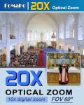 FoMaKo NDI PTZ Camera, AI Auto-Tracking Gen 3, 20x Optical Zoom LAN USB3.0 HDMI PTZ Camera for Church Services Worship Education (NDI 6 & NDI HX3) FMK20UH NDI-B (Black Color)