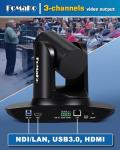 FoMaKo NDI PTZ Camera, AI Auto-Tracking Gen 3, 20x Optical Zoom LAN USB3.0 HDMI PTZ Camera for Church Services Worship Education (NDI 6 & NDI HX3) FMK20UH NDI-B (Black Color)