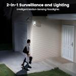 AOSU Solar Security Cameras Wireless Outdoor - 3K 5MP Home Security Camera, 360° Panoramic View, 400-Lumen Floodlight Camera, Color Night Vision, WiFi Cameras, Auto Tracking, AI Human Detection,2 Pack