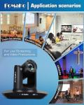 FoMaKo NDI PTZ Camera, AI Auto-Tracking Gen 3, 20x Optical Zoom LAN USB3.0 HDMI PTZ Camera for Church Services Worship Education (NDI 6 & NDI HX3) FMK20UH NDI-B (Black Color)