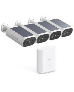 AOSU Solar Security Cameras Wireless Outdoor, 2Mins DIY Installation, No Subscription Cameras for Home Security System, Local Storage, 2K Color Night Vision for Surveillance, 2.4&5ghz WiFi, 4 Cam-kit