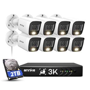 ANNKE 8CH 3K Security Camera System with Audio/Mic, 8 Channel Surveillance AI DVR and 8X 5MP 2960 * 1665 CCTV Cams with Dual Light, Human/Vehicle Detection, IP67, Color Night Vision, 2TB Hard Drive