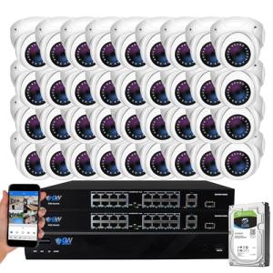 GW Security 32 Channel 12MP NVR 4K Smart AI Security Camera System with 32 x 4K (8MP) IP PoE Microphone Dome Camera, 100ft Night Vision, Face/Human/Vehicle Detection Waterproof Surveillance Camera