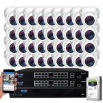 GW Security 32 Channel 12MP NVR 4K Smart AI Security Camera System with 32 x 4K (8MP) IP PoE Microphone Dome Camera, 100ft Night Vision, Face/Human/Vehicle Detection Waterproof Surveillance Camera