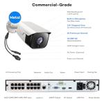 ONWOTE 16 Channel 4K PoE Security Camera System, 16x 8MP 134° Outdoor IP Cameras with Audio, AI Detect Human Vehicle, 16x Cables (Total 1280ft), 16CH Commercial NVR 4TB, Wired CCTV for Businesses