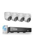 ZOSI C220 4K 8MP 8CH POE NVR Security Camera System (16CH Expandable), 4 x 8MP PoE IP Dome Cameras Outdoor Indoor, AI Human/Vehicle/Face Detection, Two-Way Talk, 100ft IR Night Vision, 2TB HDD