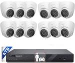 ONWOTE 16 Channel NVR PoE Security Camera System Wired, 12MP 4K 16CH Commercial NVR 4TB, Smart AI Color Night, 12x 6MP 122° Outdoor Audio IP Cameras, 12x Cables(Total 960ft), CCTV for Businesses Home