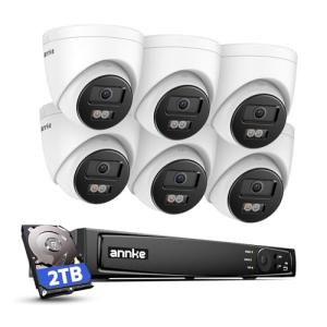 ANNKE 4K PoE Security Camera System, 12MP H.265+ 8CH NVR with 2TB Surveillance Grade HDD, 6Pcs 8MP IP Cams, Spotlight Color Night Vision, RTSP, IP67 Waterproof