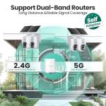 SOLIOM- 5MP Security Cameras Wireless Outdoor, No Subscription,4-Cam Pack, Solar Powered Home Security Camera with 360° Auto Tracking, Pan & Tilt, 3K Color Night Vision,5G & 2.4G Router Compatible