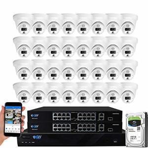 GW Security 32 Channel 8MP Fulltime Color Night Vision 4K NVR Security Camera System with 32 UltraHD 4K IP Two-Way Audio Outdoor/Indoor Smart AI Human Vehicle Detection PoE Dome Cameras