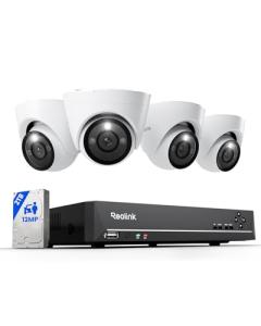 REOLINK New Version 12MP Smart Security System with AI Video Search, Person/Vehicle/Animal Detection Color & Infrared Night Vision, Two-Way Talk, 24/7 Recording, Perimeter Protection, RLK8-1200D4-A