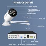 Hiseeu 4K Wired Security Camera System with Audio,Smart Color Night Vision,3TB Hard Drive,AI Human/Vehicle Detection,8PCS 8MP IP67 Weatherproof Home CCTV Cameras,Indoor/Outdoor Surveillance DVR Kit