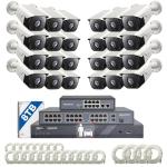 ONWOTE 32 Channel Security Camera System, 12MP 32CH NVR 8TB, 32 Ports Switch, 24x 6MP Outdoor Audio PoE IP Cameras, AI Human Vehicle Detection, 24x Cables-2280ft, Commercial Surveillance for Business