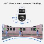 [Dual Lens+Human Tracking] Hiseeu 4K PoE Security Camera System, 4 Pcs 6MP PoE PTZ Cameras, 300°Pan 90°Tilt,Color Night Vision, Motion Detect,2 Way Audio,Smart Playback,0 Fee, 3TB HDD, 7/24 Record