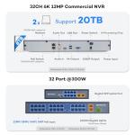 ONWOTE 32 Channel Security Camera System, 12MP 32CH NVR 8TB, 32 Ports Switch, 24x 6MP Outdoor Audio PoE IP Cameras, AI Human Vehicle Detection, 24x Cables-2280ft, Commercial Surveillance for Business