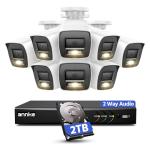 ANNKE 2MP Two-Way Audio Security Camera System, 8CH 3K Lite DVR, 8pcs 1080P CCTV White Wired Cams with Color Night Vision, AI Motion Detection, Smart AcuSearch, 2TB HDD for Outdoor Home Surveillance