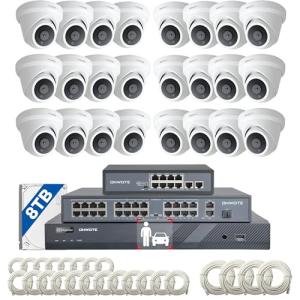 ONWOTE 4K 32 Channel Security Camera System PoE, 12MP 32CH NVR 8TB, 24x 8MP Outdoor Audio PoE IP Cameras, AI Human Vehicle Detection, 32 Ports Switch, 24 Cables-2280ft, Commercial CCTV for Business