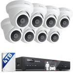 ONWOTE NVR PoE Security Camera System 4K, 16 Channel 6K 12MP Commercial NVR 4TB, 8X 8MP 134° Wired Outdoor IP Cameras with Audio, AI Detection, 8X Cables (Total 480ft), CCTV Kits for Home Businesses