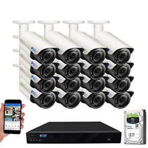 GW Security 16 Channel 4K NVR Super HD 1920P IP PoE Security Camera System with 16 Outdoor Waterproof 2.8-12mm Varifocal Zoom 5.0 Megapixel 1920P Microphone IP Cameras, AI Human Detection