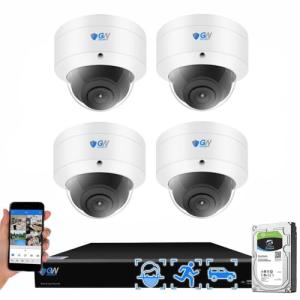GW Security 8 Channel NVR UltraHD 4K 8MP Face/Human/Vehicle Detection PoE Security Camera System with 4 x 4K 8MP IP Microphone Smart AI Dome Camera, 100ft Night Vision, Outdoor Indoor Cameras