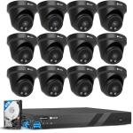 4COVR 16 Channel Security Camera System, AI Human/Vehicle Detection, 16CH 8MP NVR 4TB HDD, 12Pcs 5MP Wired Commercial Dome PoE IP Camera IP67, Night Vision, Business Surveillance Outdoor, LY97AB5M1612