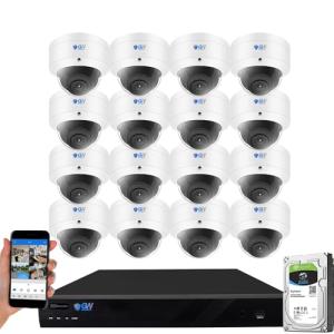 GW Security 16 Channel 6K NVR 8MP AI Face Recognition Security Camera System with 16 UHD 4K 2160P Microphone Waterproof PoE IP 130° Wide Angle Security Dome Cameras, 4TB Hard Drive