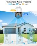 Auto-Track 4K 2-Way Audio PTZ PoE Outdoor Wired Security Cameras System Home Wired Cameras Video Surveillance DVR Kit with 4TB Hard Drive