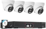 LongPlus Smart 4K 8CH Home Security Camera System, 4Pcs Wired PoE IP Cameras System Outdoor with Person/Vehicle Detection, 8MP 8CH NVR with 2TB HDD for 24-7 Recording, LP8ME84D2