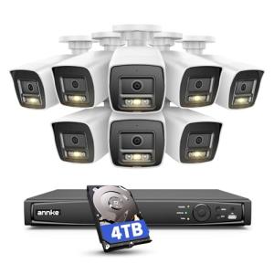 ANNKE 12MP Security Camera System, 16CH NVR Recorder with AI Motion Detection, 8pcs IP PoE Cams with Color Night Vision, Built-in Mic, Compatible with Alexa for Home Business Surveillance, 4TB HDD