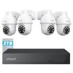 ieGeek 8MP PoE Security Camera System, 4pcs Wired Outdoor Cameras for Home Security with 355°Pan 90°Tilt, 8CH NVR with 2TB HDD, Automatic Human Tracking,AI Detection,2-Way Audio,Color Night Vision