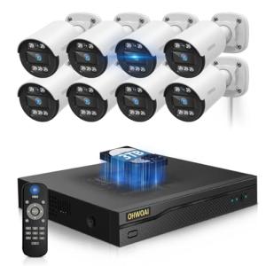 《5MP Super HD & 80ft IR Night Vision》Wired Security Camera System Outdoor, 5MP CCTV Cameras with AI Human Vehicle Detection, Home Video Surveillance DVR Kits