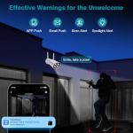 Cromorc Wireless Security Camera System with 16" IPS Monitor, AI Human Detection, Floodlight,Siren Alarm, 2-Way Audio,4PCS 5MP Camera,Expandable 16CH NVR,Home Business Surveillance,3TB HDD