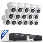 ONWOTE 16 Channel 4K PoE Security Camera System, 12MP 16CH Commercial NVR 4TB, 16x 8MP 134° Outdoor IP Cameras with Audio, AI Detect Human Vehicle, 16x Cables (Total 1280ft), Wired CCTV for Business