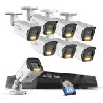 PANOOB PoE Security Camera System 4K, 8PCS 8MP PoE IP Bullet Camera Outdoor with 2 Way Audio, Smart Color Night Vision, AI Human Vehicle Detection, Remote Access, 4K 8CH NVR 2TB HDD, PB65A0808-8MD