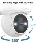 《100% Solar Powered & 2-Way Audio》Outdoor Wireless PTZ Camera System, 4MP Solar Powered Battery Cameras,Home Video Surveillance, Surveillance DVR Kits