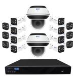 GW Security 16 Channel NVR 4K PoE Smart AI Security Camera System with 22 x 8MP Wide Angle Bullet Camera and 2 x 8MP 5X Motorized Zoom 2-Way Audio PTZ Camera, Outdoor Indoor Video & Audio Surveillance