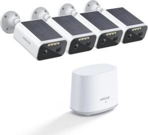 ANSQUE 2K Security Cameras Wireless Outdoor, Color Night Vision, 365-Day Battery Life, No Subscription, Local Storage, Two-Way Audio, Solar Powered, Custom Alarm Zones, 4 Cam Kit