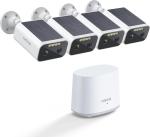 ANSQUE 2K Security Cameras Wireless Outdoor, Color Night Vision, 365-Day Battery Life, No Subscription, Local Storage, Two-Way Audio, Solar Powered, Custom Alarm Zones, 4 Cam Kit