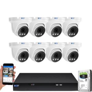 GW Security 8 Channel NVR UltraHD 4K Face Recognition NDAA & TAA Compliant Security Camera System with 8 x 8MP @25FPS Outdoor & Indoor PoE Turret Cameras, 10 Smart AI Functions