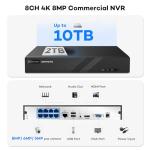 ONWOTE 4K NVR PoE Security Camera System 2 Way Audio, 8 Channel NVR 2TB, 4X 8MP Wired Outdoor IP Cameras, 125° FoV, AI Human Vehicle Detection Trigger Color Night Vision, CCTV Kit for Home Businesses