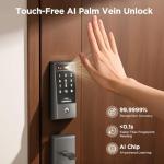 TCL Smart Lock D2 Pro, AI Palm Vein Recognition Built-in Doorbell Smart Door Lock, Keyless Entry Security Electronic Deadbolt for Front Door, Works with Alexa, Auto Lock, Voice Control, Easy Install