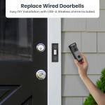 Feit Electric Smart Wireless Doorbell w/Dual-Lens 1080p HD Camera, 24/7 Local Recording, Night Vision, Voice Assistant, AI Detection for People & Packages, Includes Wireless Chime, CAM2/DOOR/WIFI/BAT