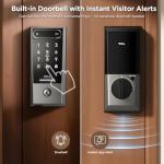 TCL Smart Lock D2 Pro, AI Palm Vein Recognition Built-in Doorbell Smart Door Lock, Keyless Entry Security Electronic Deadbolt for Front Door, Works with Alexa, Auto Lock, Voice Control, Easy Install