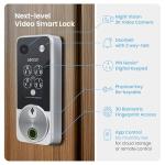 Lockly Vision Zeno Smart Lock with Video Doorbell Camera, Fingerprint Keyless Entry with Apple Home Key, Wi-Fi Deadbolt for Front Door, PIN Genie Keypad, App Remote Control, 2 Rechargeable Batteries