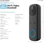 Amcrest 4MP Video Doorbell Camera Pro, Outdoor Smart Home 2.4GHz and 5GHz Wireless WiFi, Micro SD Card, AI Human Detection, IP65 Weatherproof, 2-Way Audio, 164º Wide-Angle Wi-Fi AD410